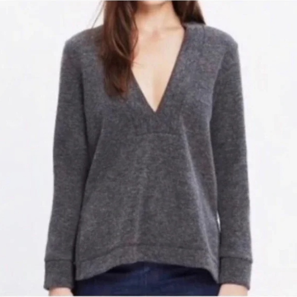 Madewell V-Neck Gray Pullover Sweater Women Size XS Fall Winter Comfy Cozy